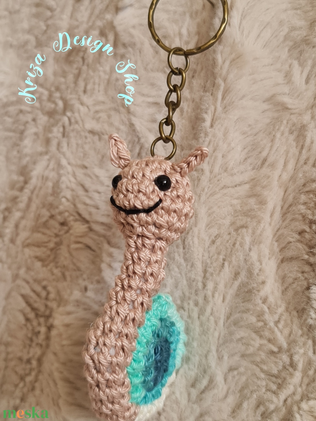 Kézműves horgolt kabalafigurás kulcstartó - Mini csiga (Ocean waves) - játék & sport - plüssállat & játékfigura - csiga - Meska.hu