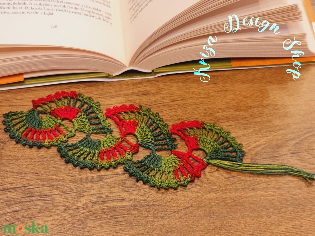 Kézműves horgolt csipke könyvjelző (Christmas style) - könyv & zene - könyvjelző - Meska.hu