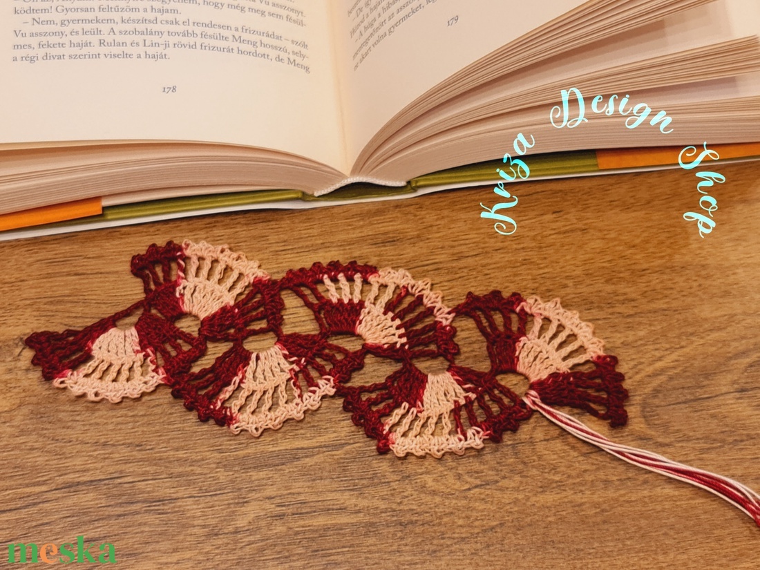 Kézműves horgolt csipke könyvjelző (Sylvia) - könyv & zene - könyvjelző - Meska.hu