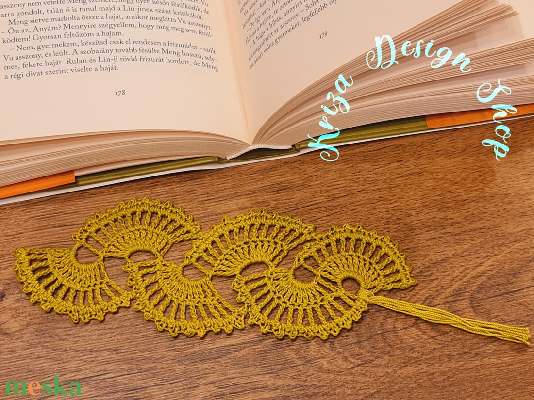 Kézműves horgolt csipke könyvjelző (Ánizs) - könyv & zene - könyvjelző - Meska.hu