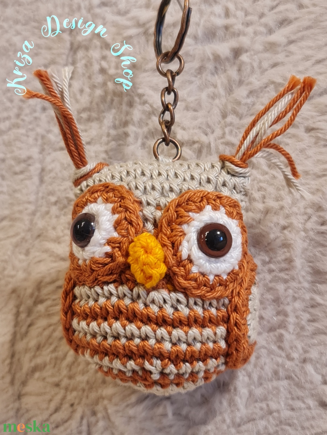 Kézműves horgolt kabalafigurás kulcstartó - Mini bagoly (Gusztáv) - játék & sport - plüssállat & játékfigura - bagoly - Meska.hu