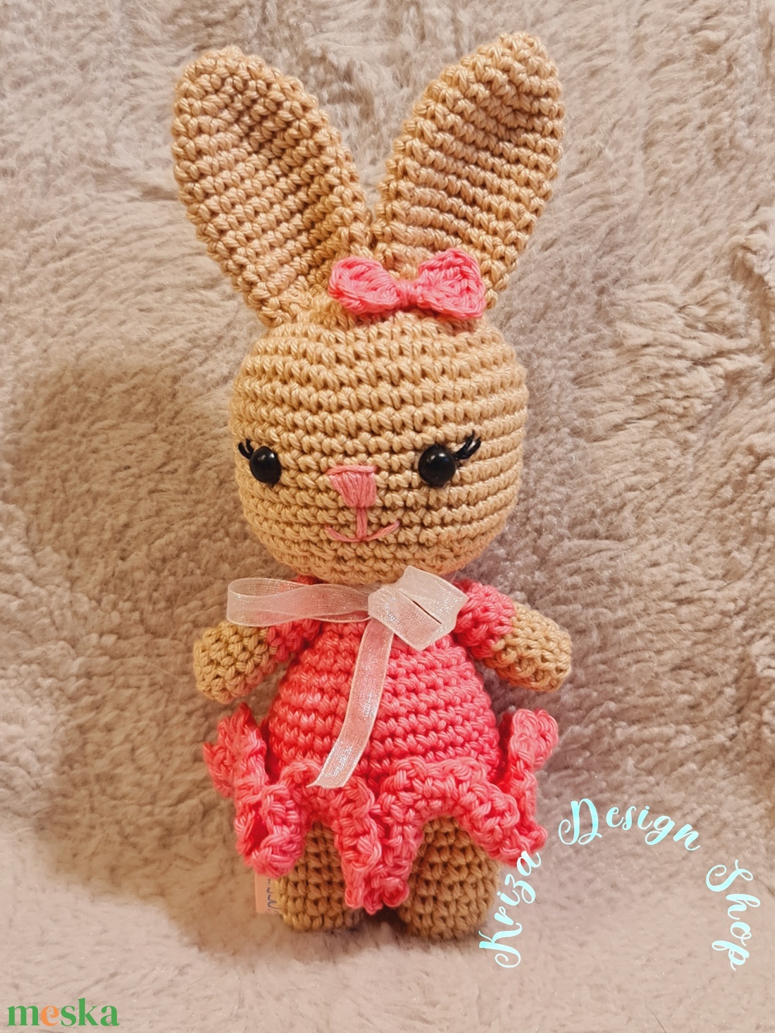 Kézműves horgolt kabala figura - Milli nyuszi (Tavaszi tulipán) - játék & sport - plüssállat & játékfigura - nyuszi - Meska.hu