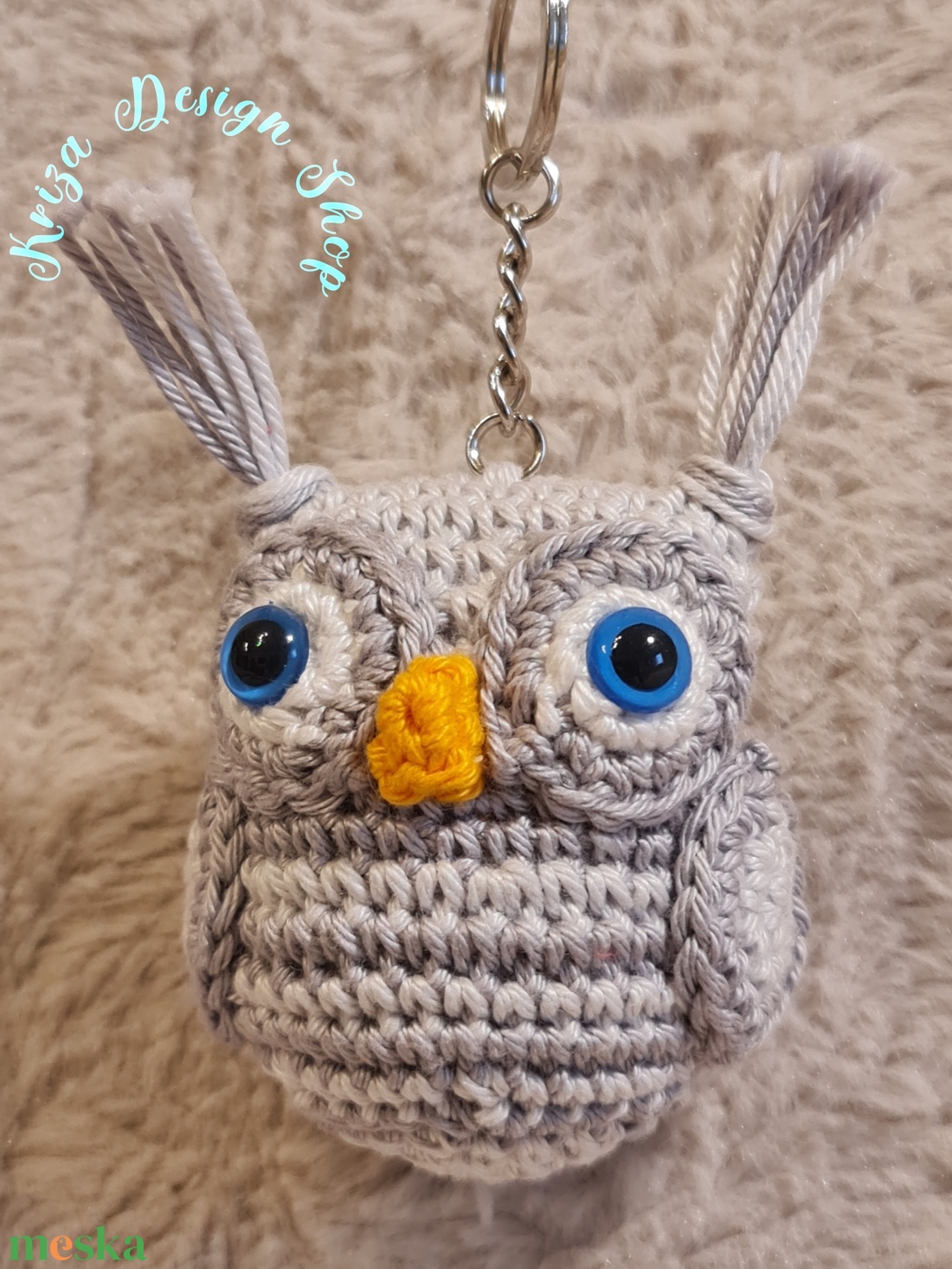 Kézműves horgolt kabalafigurás kulcstartó - Mini bagoly (Ignác) - játék & sport - plüssállat & játékfigura - bagoly - Meska.hu