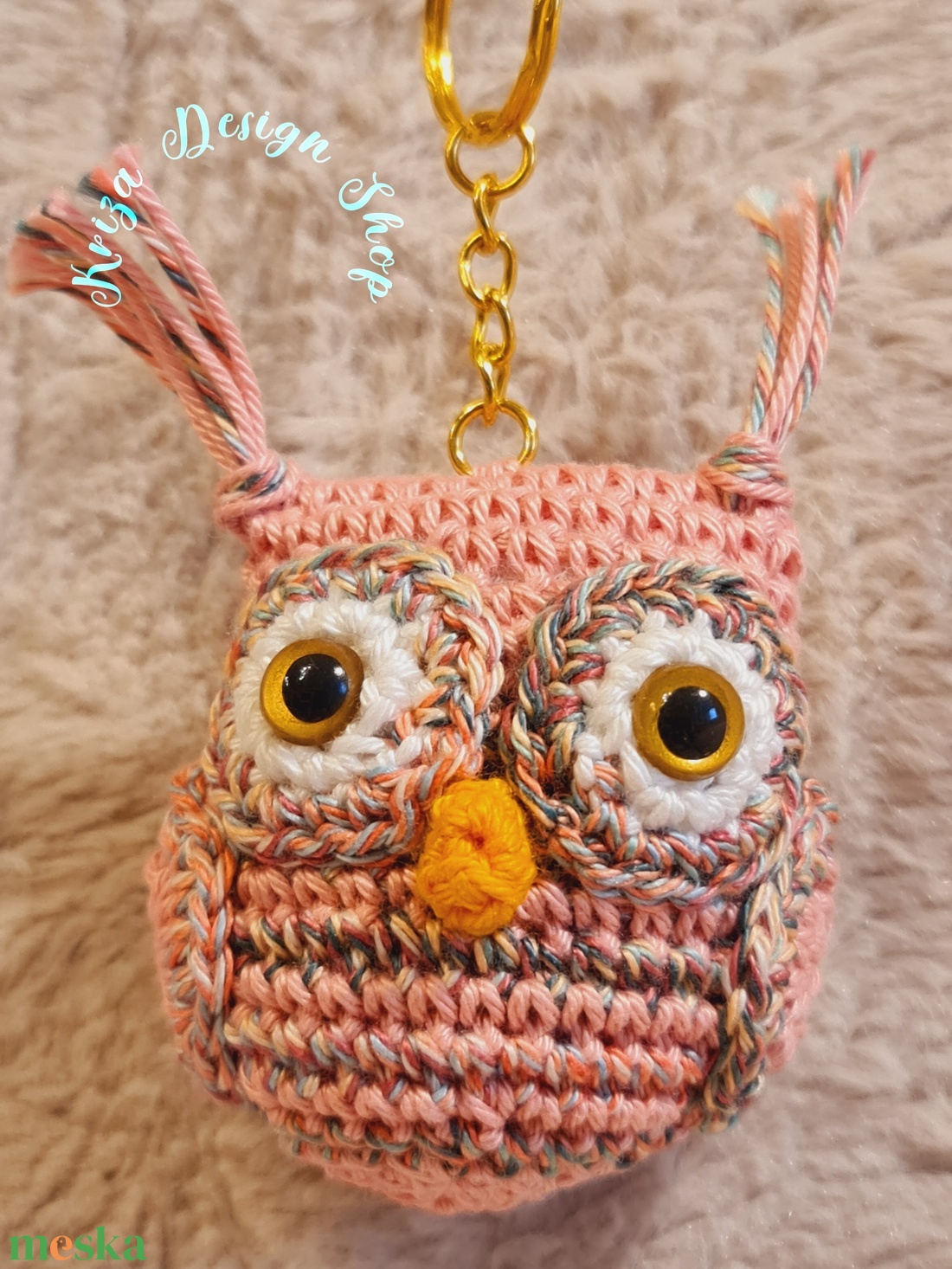 Kézműves horgolt kabalafigurás kulcstartó - Mini bagoly (Zelma) - játék & sport - plüssállat & játékfigura - bagoly - Meska.hu