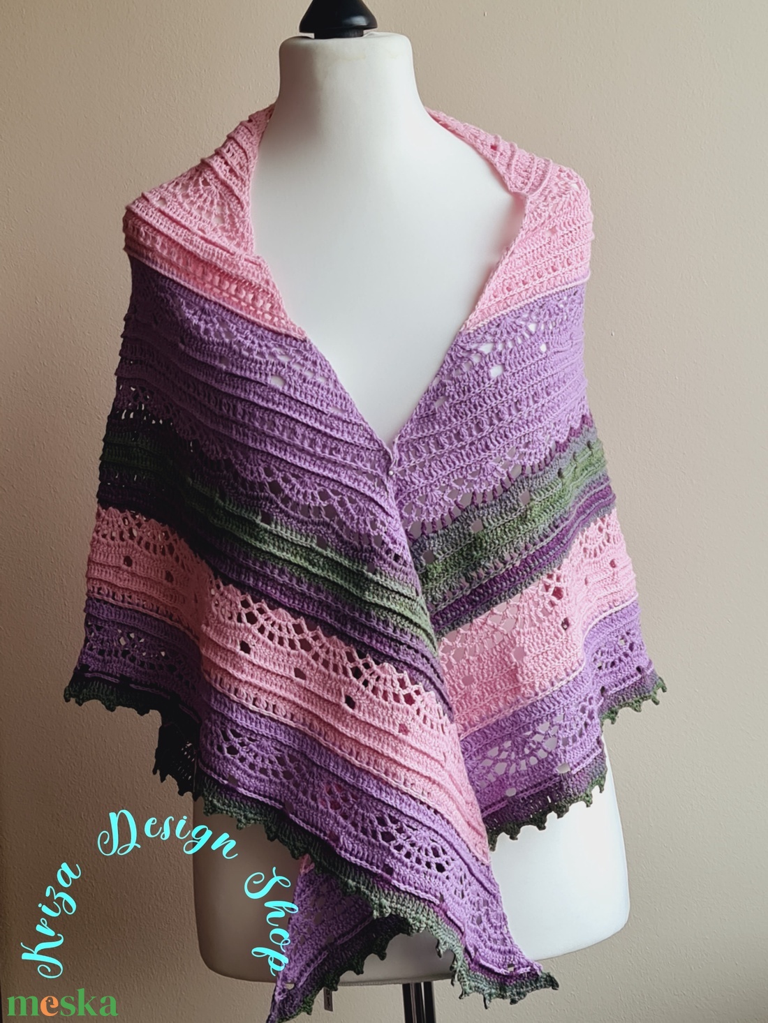 Kézműves horgolt csipke kendő - Abigél shawl - ruha & divat - sál, sapka, kendő - vállkendő - Meska.hu