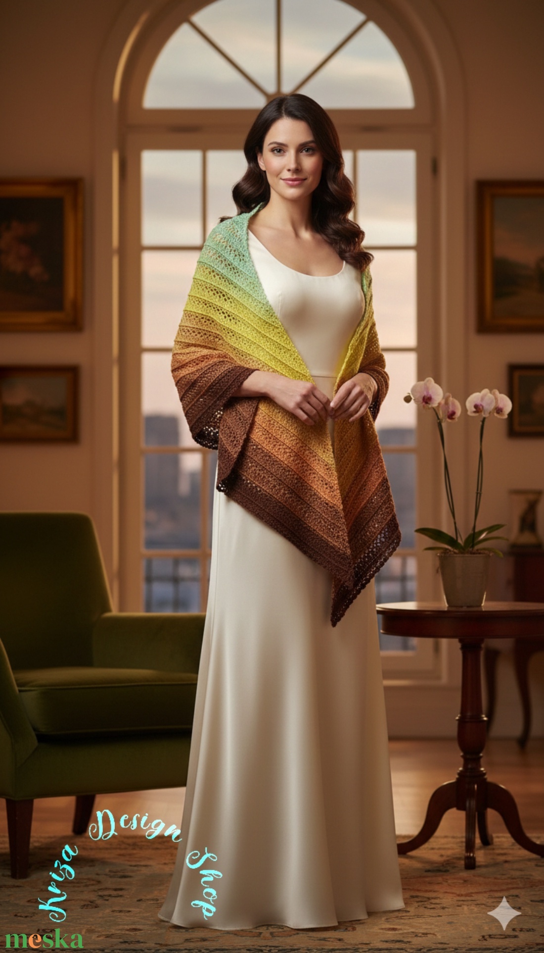 Kézműves horgolt csipke kendő - Arduinna shawl - ruha & divat - sál, sapka, kendő - vállkendő - Meska.hu