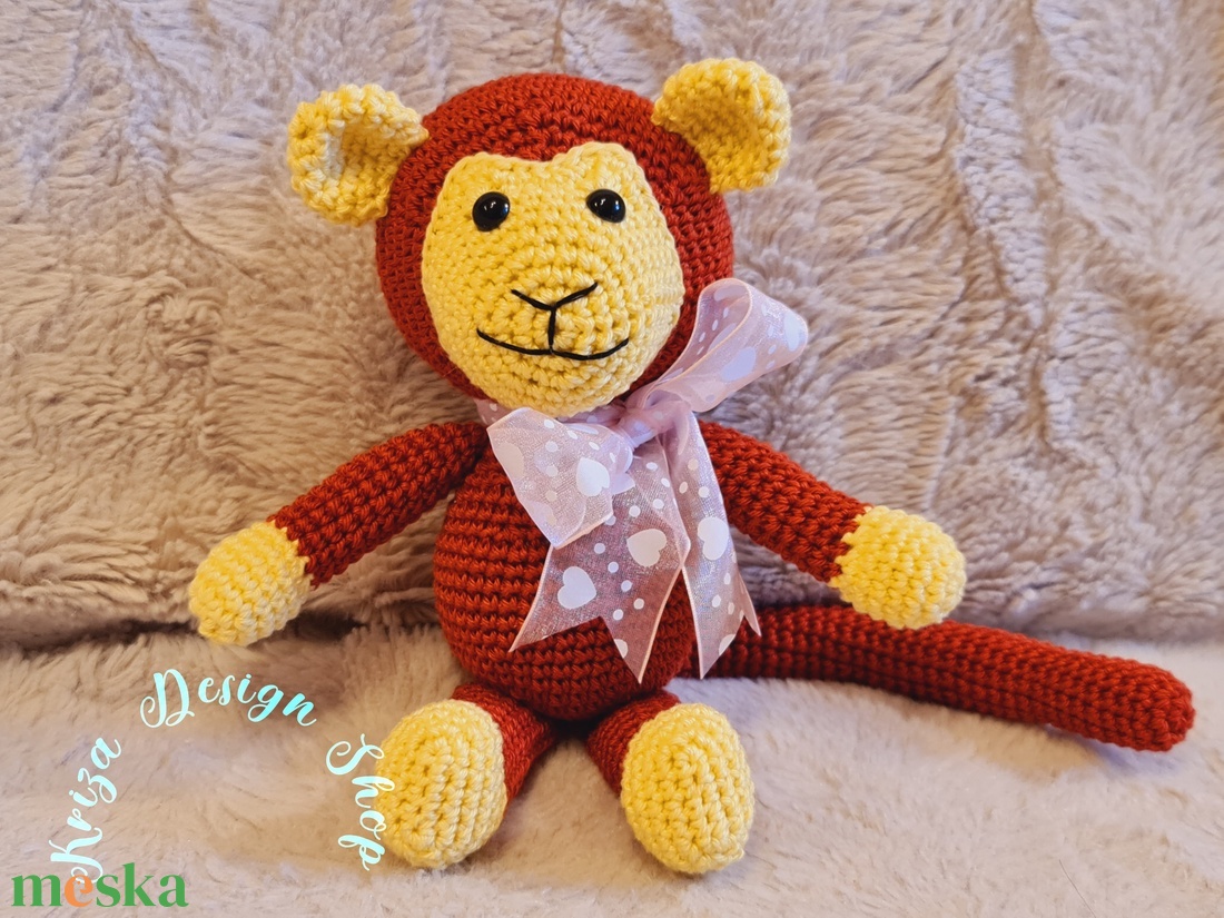 Kézműves horgolt kabalafigura - Lívia kismajom - játék & sport - plüssállat & játékfigura - majom - Meska.hu