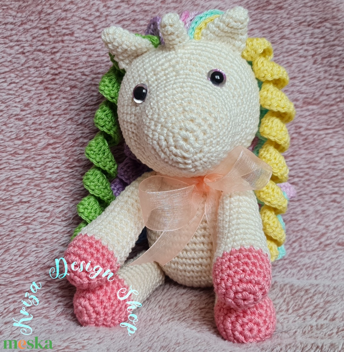 Kézműves horgolt kabala figura - Polly unikornis - játék & sport - plüssállat & játékfigura - unikornis - Meska.hu