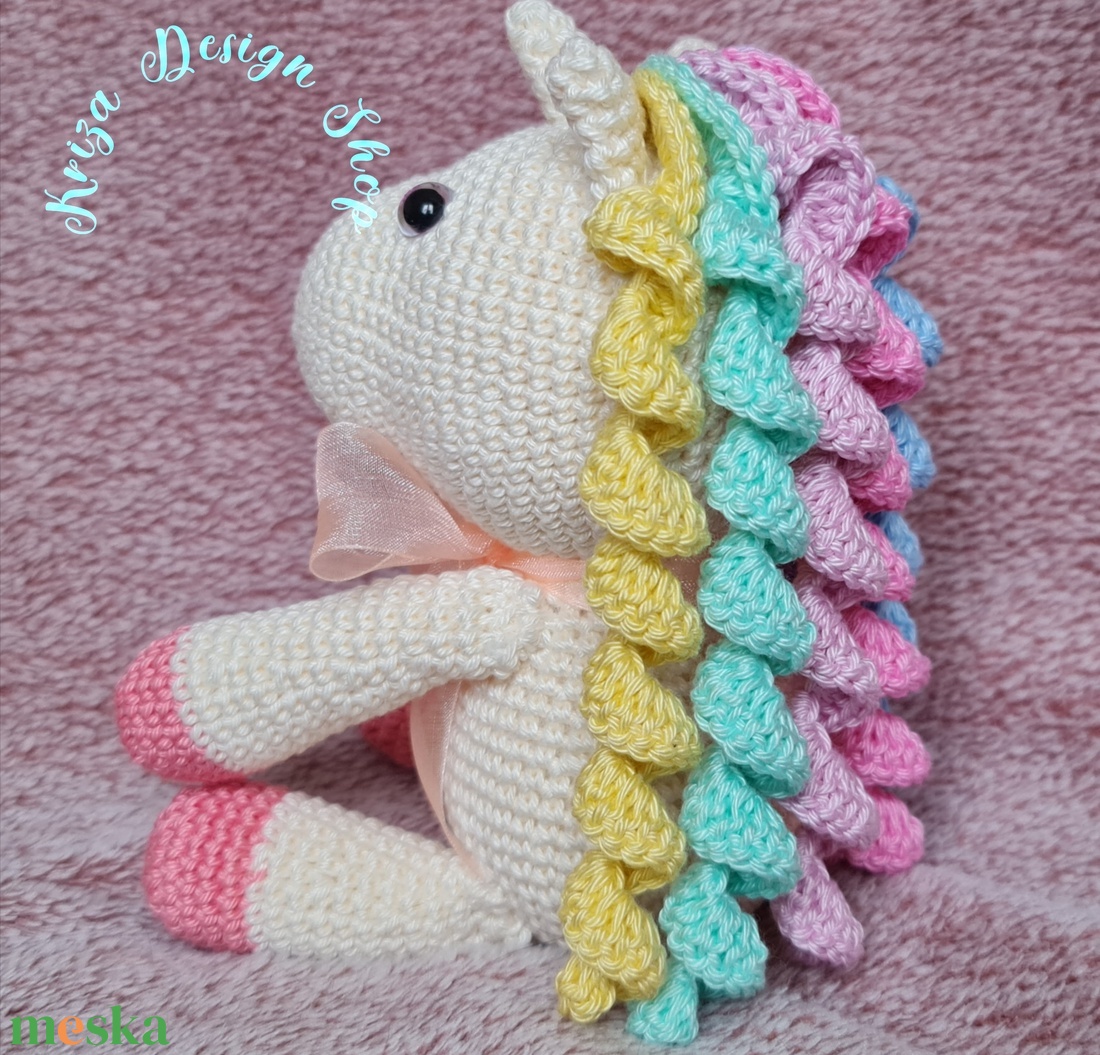 Kézműves horgolt kabala figura - Polly unikornis - játék & sport - plüssállat & játékfigura - unikornis - Meska.hu