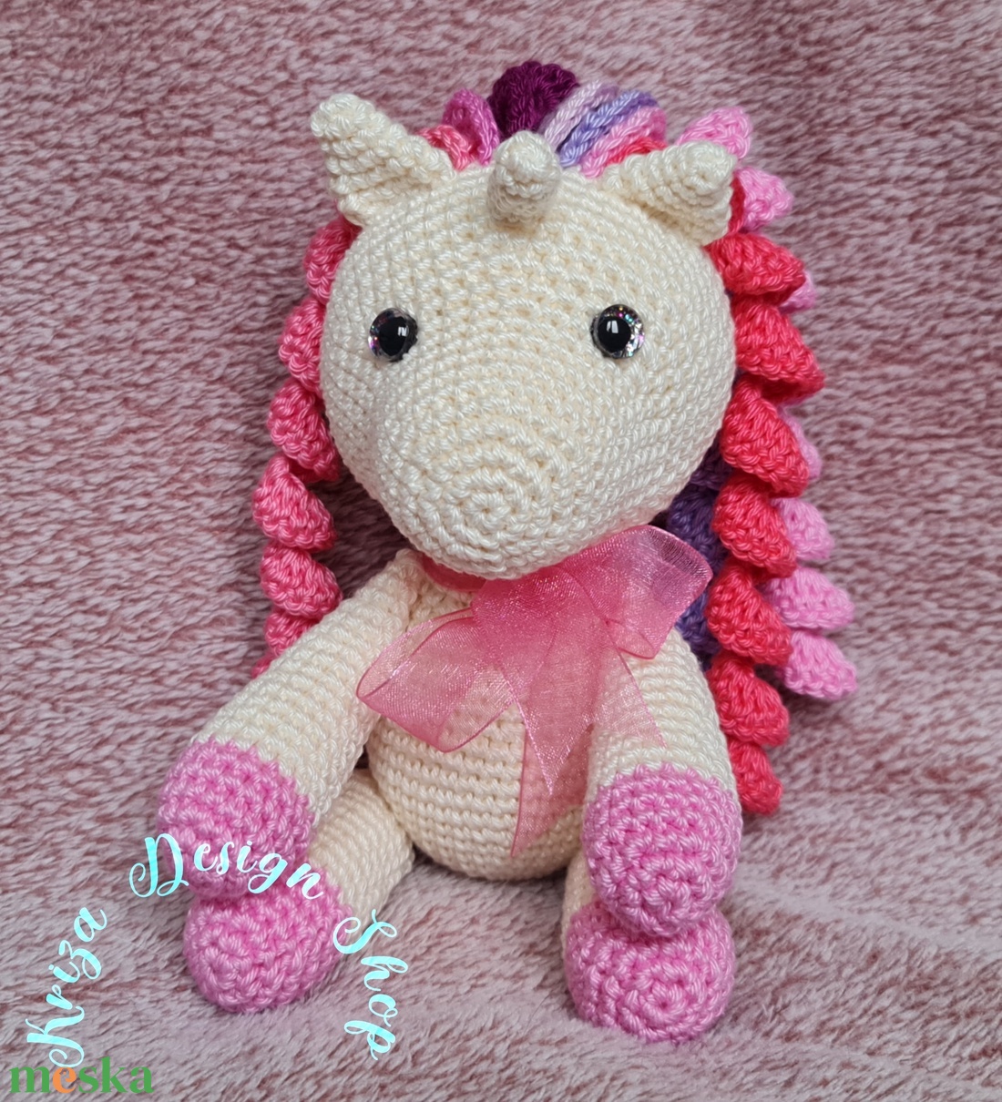 Kézműves horgolt kabala figura - Polly unikornis (rózsaszín színvilágban) - játék & sport - plüssállat & játékfigura - unikornis - Meska.hu