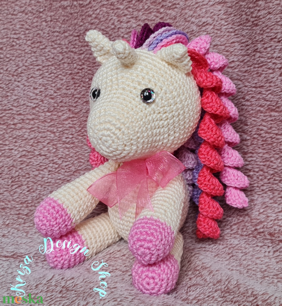 Kézműves horgolt kabala figura - Polly unikornis (rózsaszín színvilágban) - játék & sport - plüssállat & játékfigura - unikornis - Meska.hu