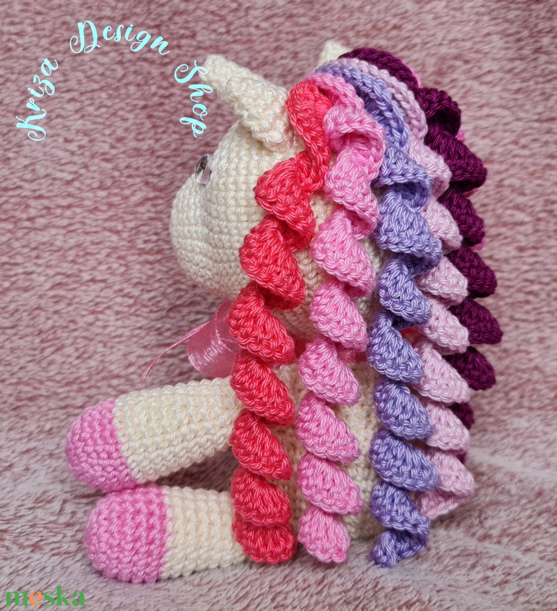 Kézműves horgolt kabala figura - Polly unikornis (rózsaszín színvilágban) - játék & sport - plüssállat & játékfigura - unikornis - Meska.hu
