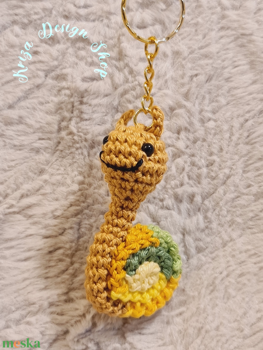 Kézműves horgolt kabalafigurás kulcstartó - Mini csiga (Valér) - játék & sport - plüssállat & játékfigura - csiga - Meska.hu