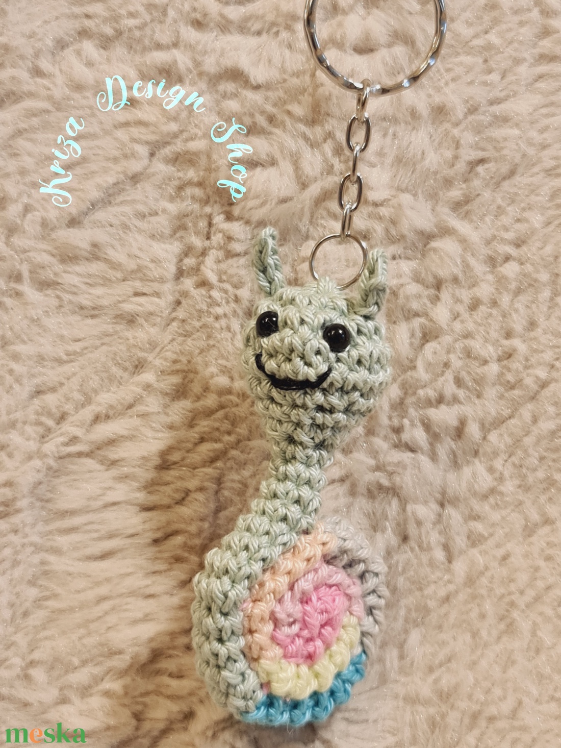 Kézműves horgolt kabalafigurás kulcstartó - Mini csiga (Zorán) - játék & sport - plüssállat & játékfigura - csiga - Meska.hu