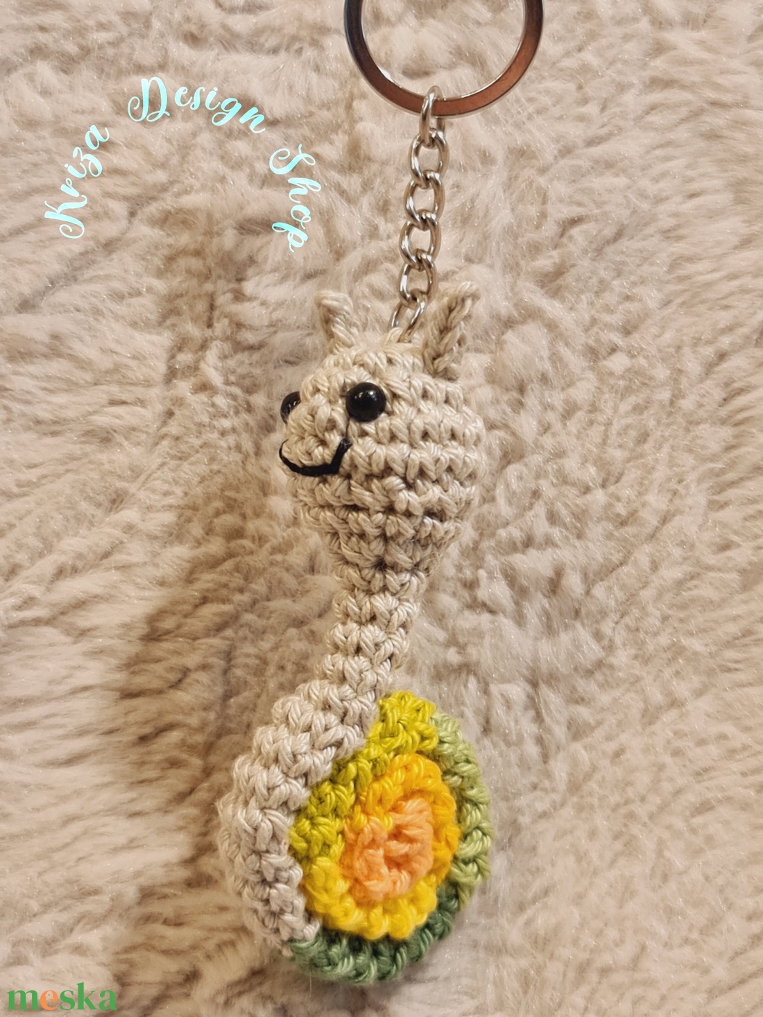 Kézműves horgolt kabalafigurás kulcstartó - Mini csiga (Tilla) - játék & sport - plüssállat & játékfigura - csiga - Meska.hu