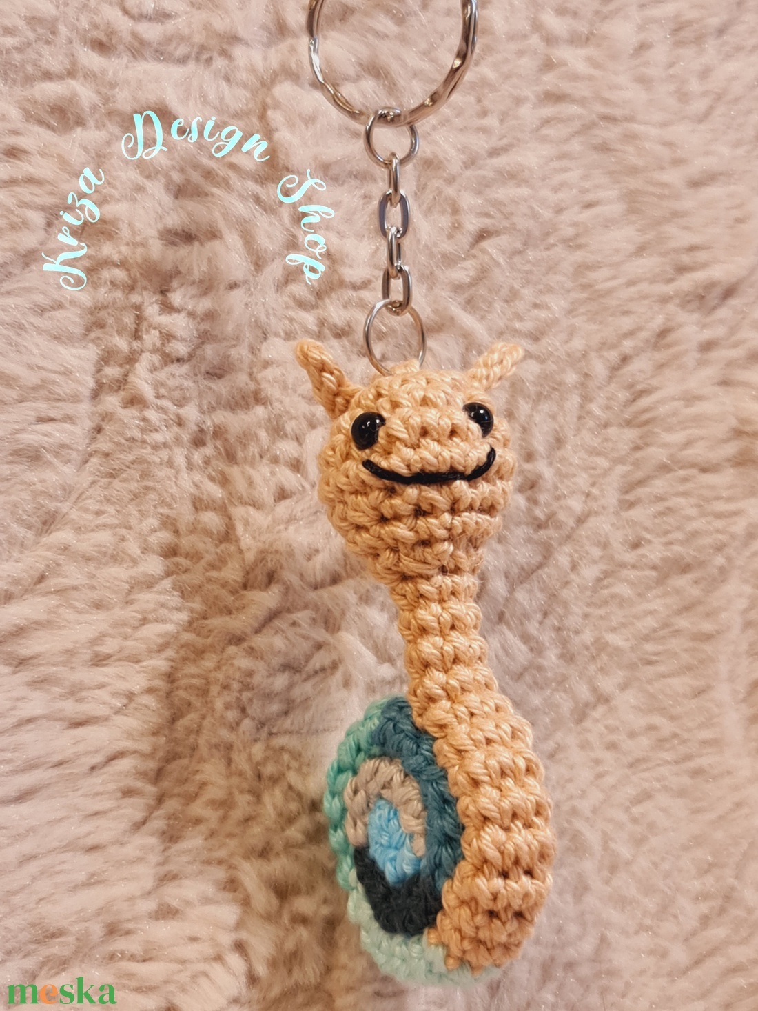 Kézműves horgolt kabalafigurás kulcstartó - Mini csiga (Bence) - játék & sport - plüssállat & játékfigura - csiga - Meska.hu