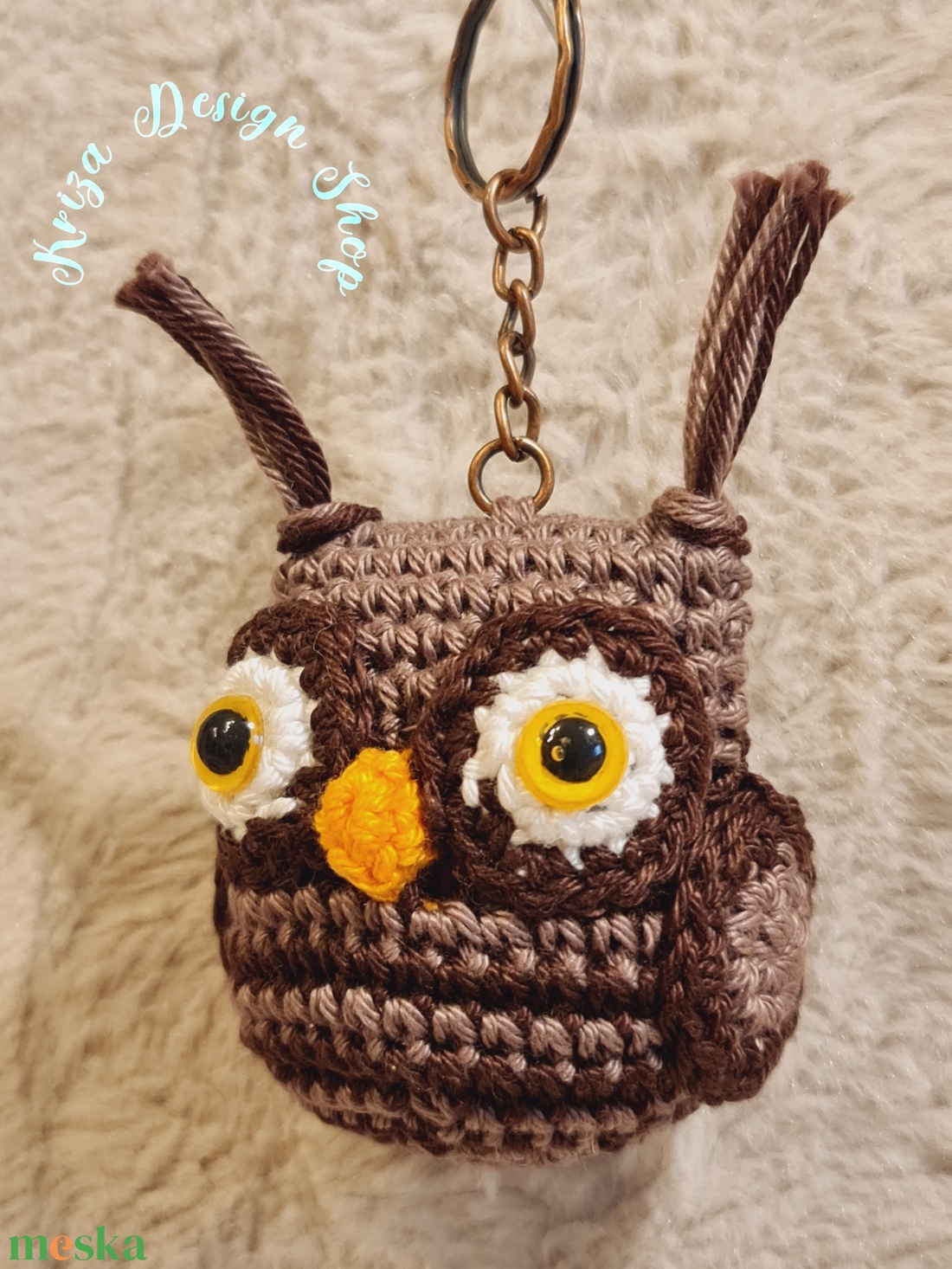 Kézműves horgolt kabalafigurás kulcstartó - Mini bagoly (Erdőjáró '26) - játék & sport - plüssállat & játékfigura - bagoly - Meska.hu