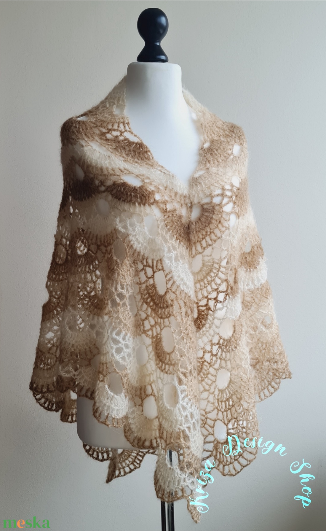 Kézműves horgolt csipke kendő - Sahara shawl - ruha & divat - sál, sapka, kendő - vállkendő - Meska.hu