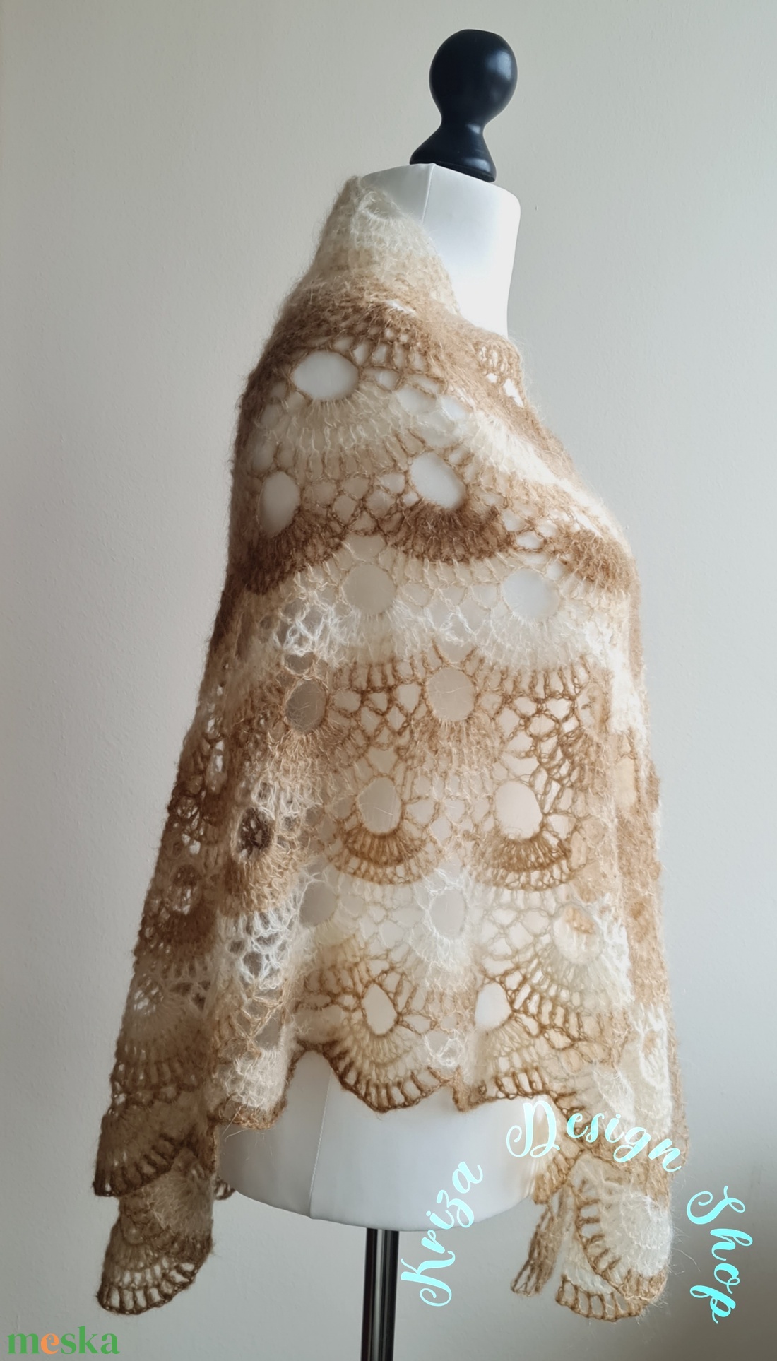 Kézműves horgolt csipke kendő - Sahara shawl - ruha & divat - sál, sapka, kendő - vállkendő - Meska.hu