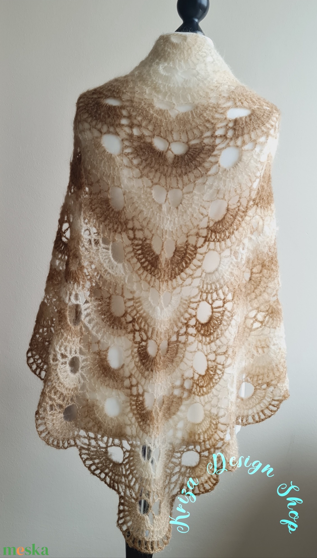 Kézműves horgolt csipke kendő - Sahara shawl - ruha & divat - sál, sapka, kendő - vállkendő - Meska.hu