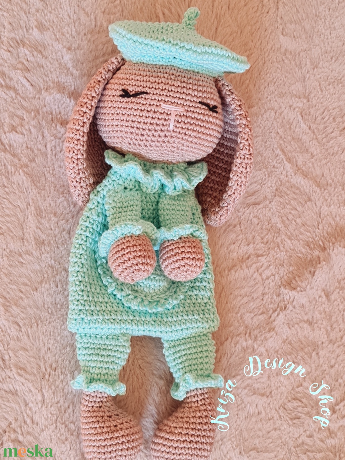 Kézműves horgolt alvó nyuszis nyunyóka -  Sleep with me collection (Marcell) - baba - mama - baba játékok - szundikendő, alvóka - Meska.hu