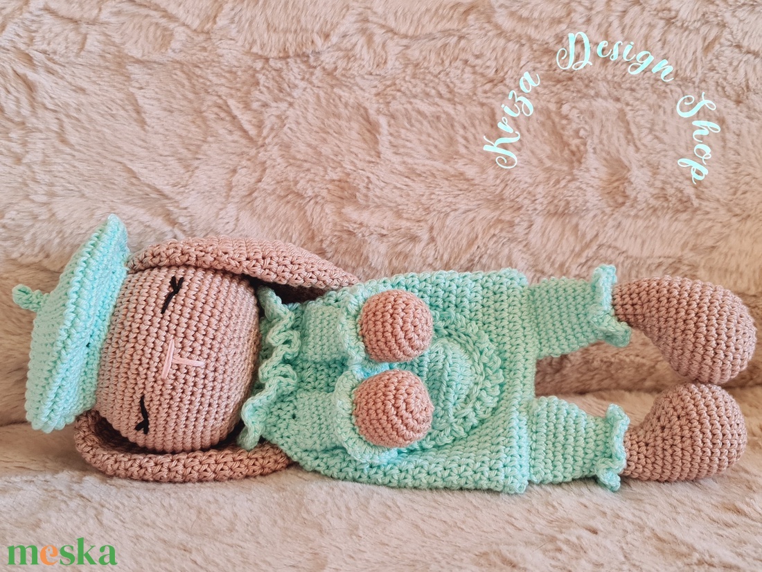 Kézműves horgolt alvó nyuszis nyunyóka -  Sleep with me collection (Marcell) - baba - mama - baba játékok - szundikendő, alvóka - Meska.hu