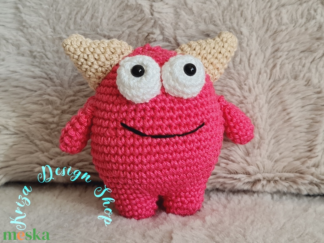 Kézműves horgolt kabala - Marok szörnyecske (pink) - játék & sport - plüssállat & játékfigura - szörnyike - Meska.hu
