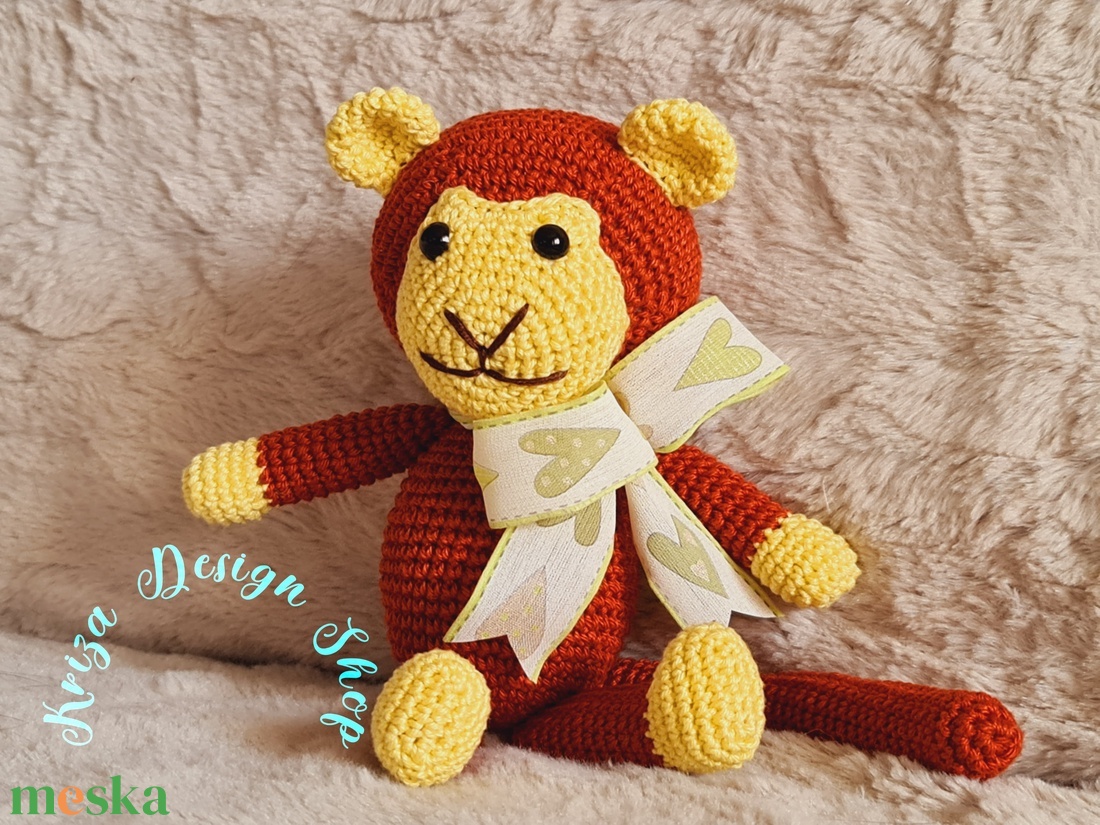 Kézműves horgolt kabalafigura - Lívia kismajom - játék & sport - plüssállat & játékfigura - majom - Meska.hu