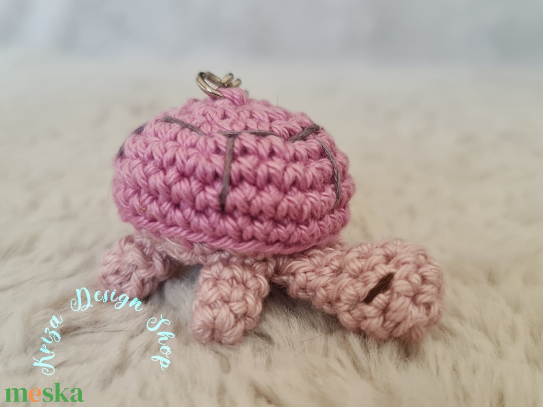 Kézműves horgolt kabalafigurás kulcstartó - Mini teknős (Rozali) - táska & tok - kulcstartó & táskadísz - kulcstartó - Meska.hu