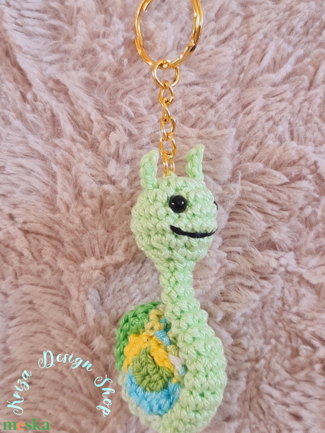 Kézműves horgolt kabalafigurás kulcstartó - Mini csiga (Marvin) - táska & tok - kulcstartó & táskadísz - kulcstartó - Meska.hu