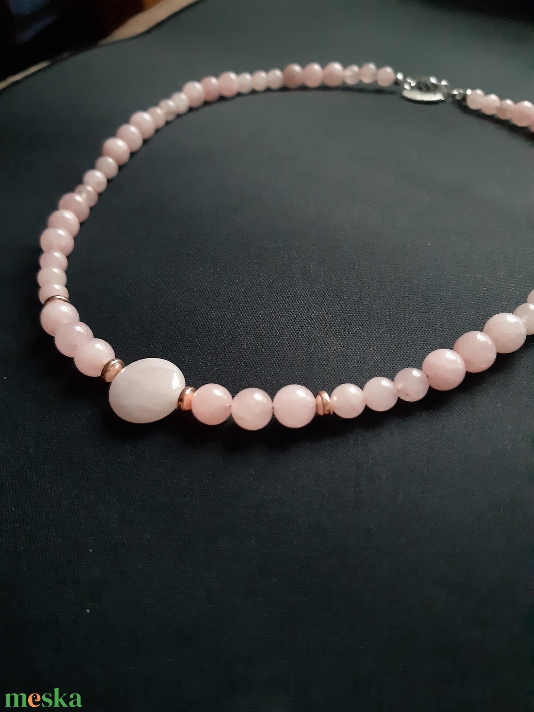Rózsakvarc nagylánc rosegold köztesekkel - ékszer - nyaklánc - medál - Meska.hu Rózsakvarc nagylánc rosegold köztesekkel - ékszer - nyaklánc - medál - Meska.hu