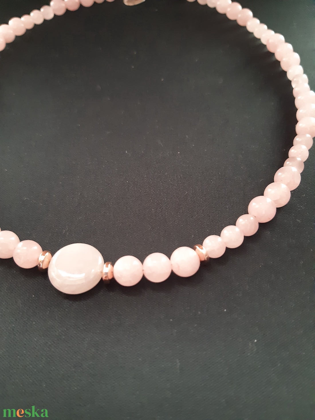 Rózsakvarc nagylánc rosegold köztesekkel - ékszer - nyaklánc - medál - Meska.hu Rózsakvarc nagylánc rosegold köztesekkel - ékszer - nyaklánc - medál - Meska.hu