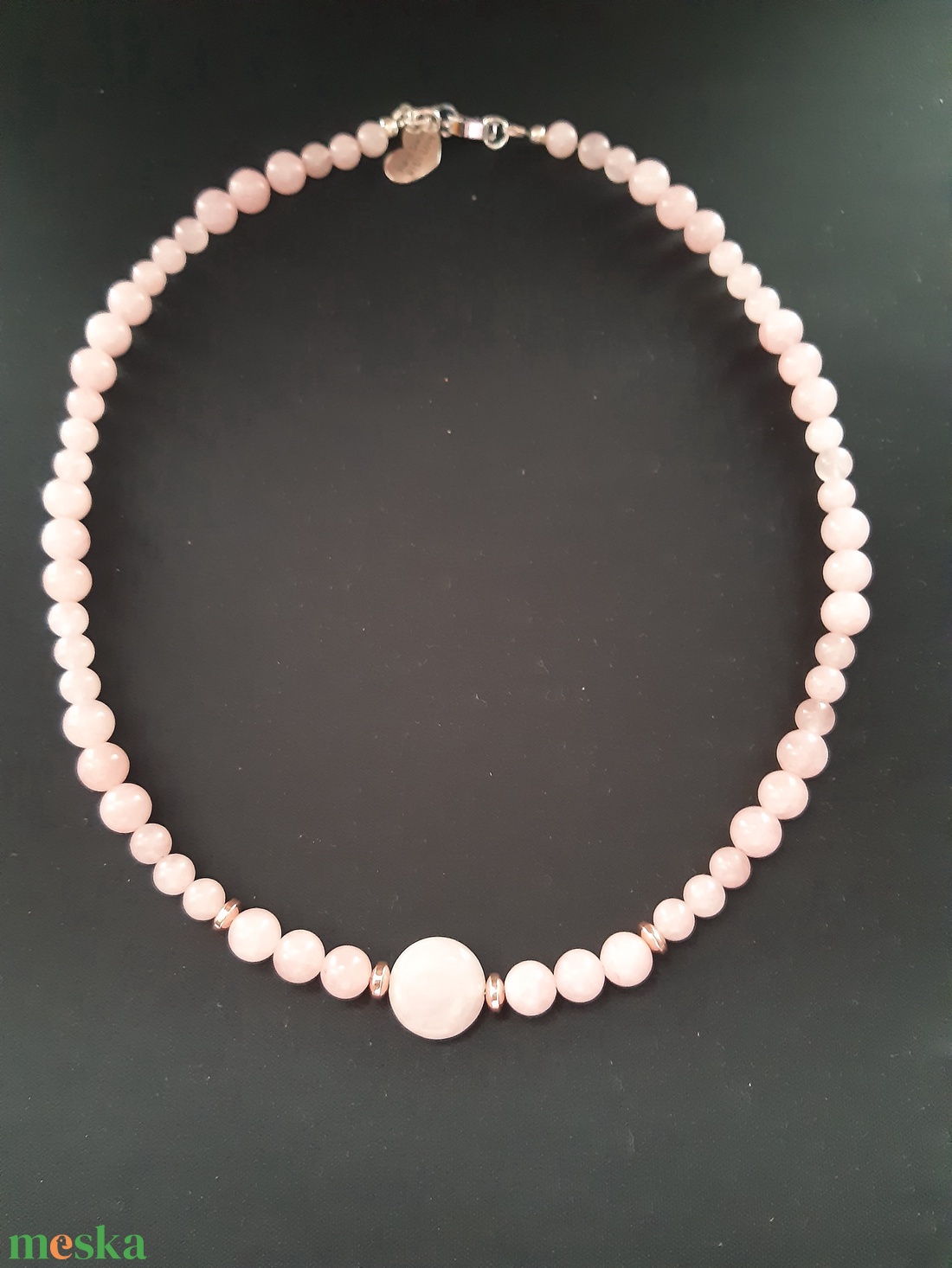 Rózsakvarc nagylánc rosegold köztesekkel - ékszer - nyaklánc - medál - Meska.hu Rózsakvarc nagylánc rosegold köztesekkel - ékszer - nyaklánc - medál - Meska.hu