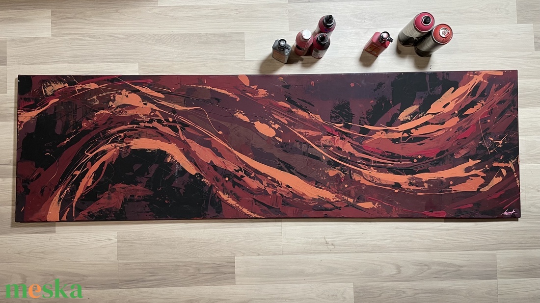 Waves 170X50 - művészet - festmény - akril - Meska.hu