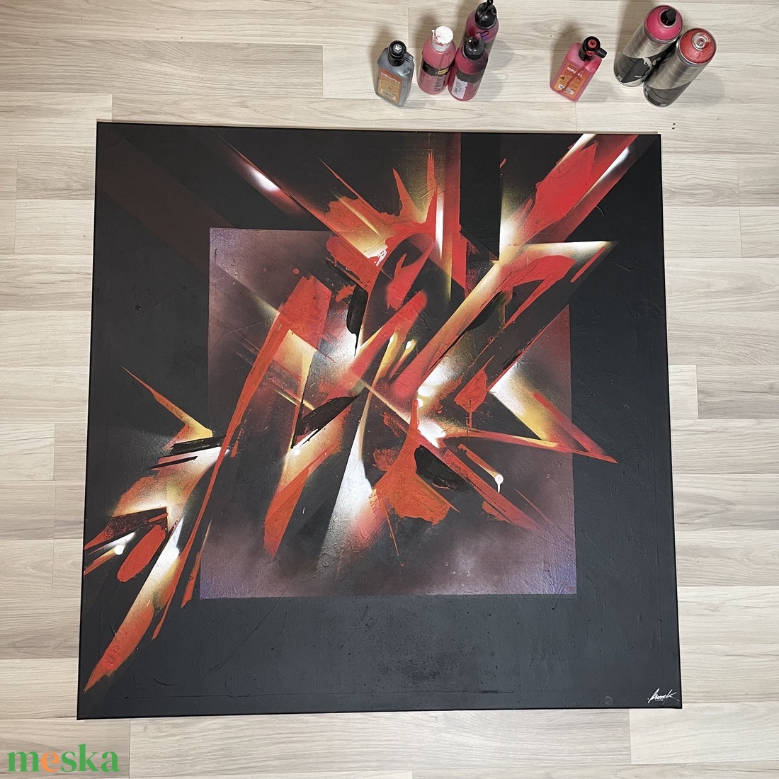 The Red One 100X100 - művészet - festmény - akril - Meska.hu