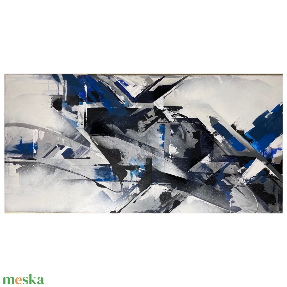 Blue And Gray 50X100 - művészet - festmény - akril - Meska.hu