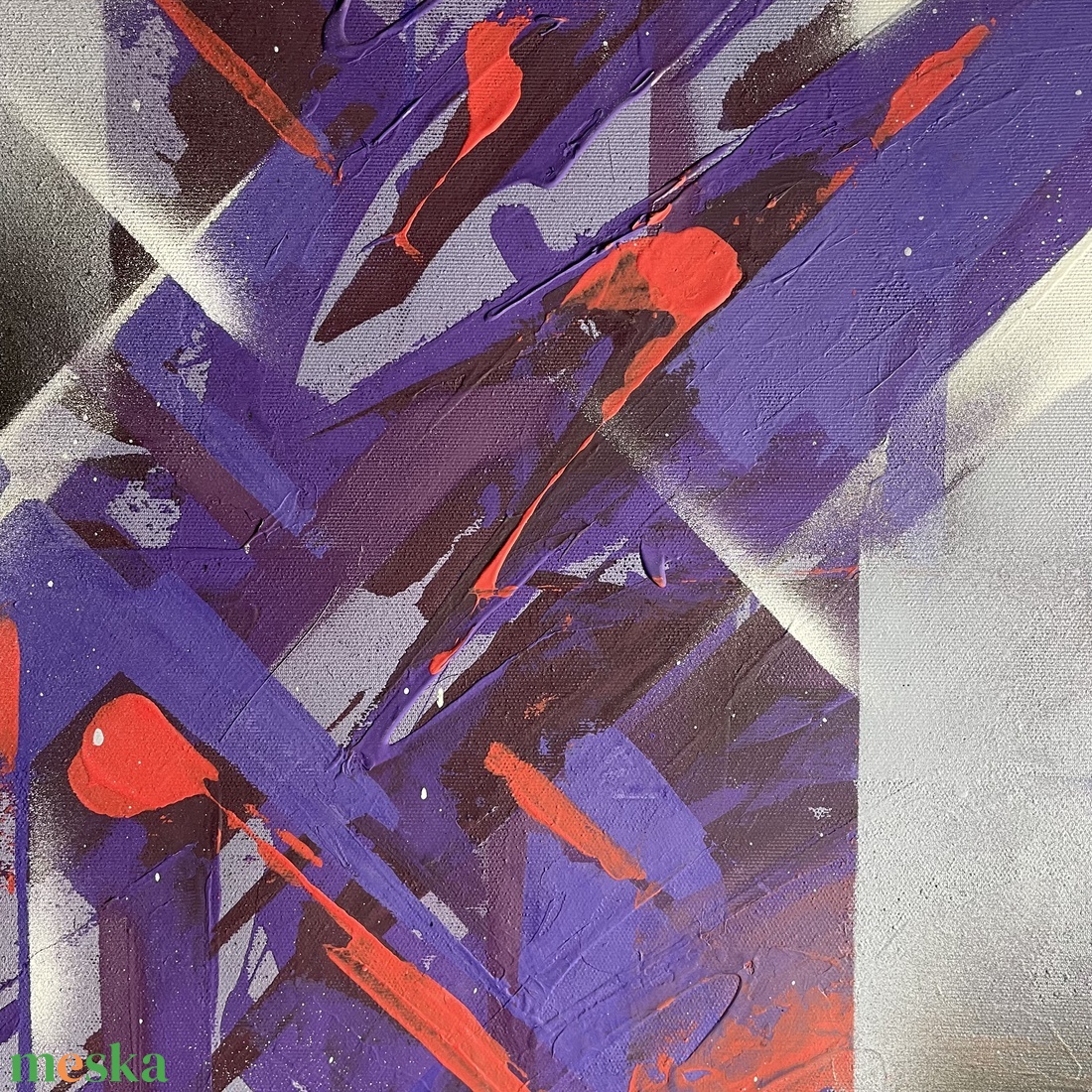 Purple Rain 90X40 - művészet - festmény - akril - Meska.hu