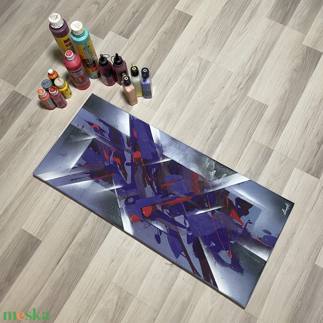 Purple Rain 90X40 - művészet - festmény - akril - Meska.hu