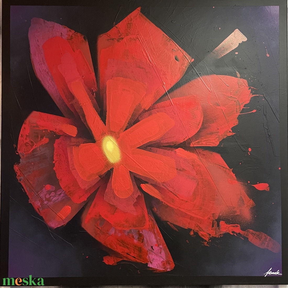 Field Poppy 100X100 - művészet - festmény - akril - Meska.hu