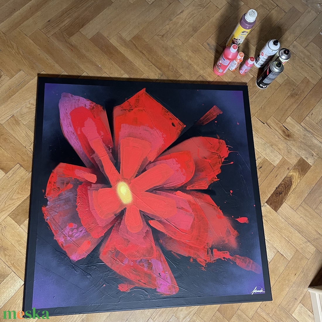 Field Poppy 100X100 - művészet - festmény - akril - Meska.hu