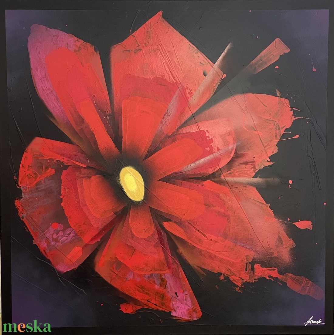 Field Poppy 100X100 - művészet - festmény - akril - Meska.hu