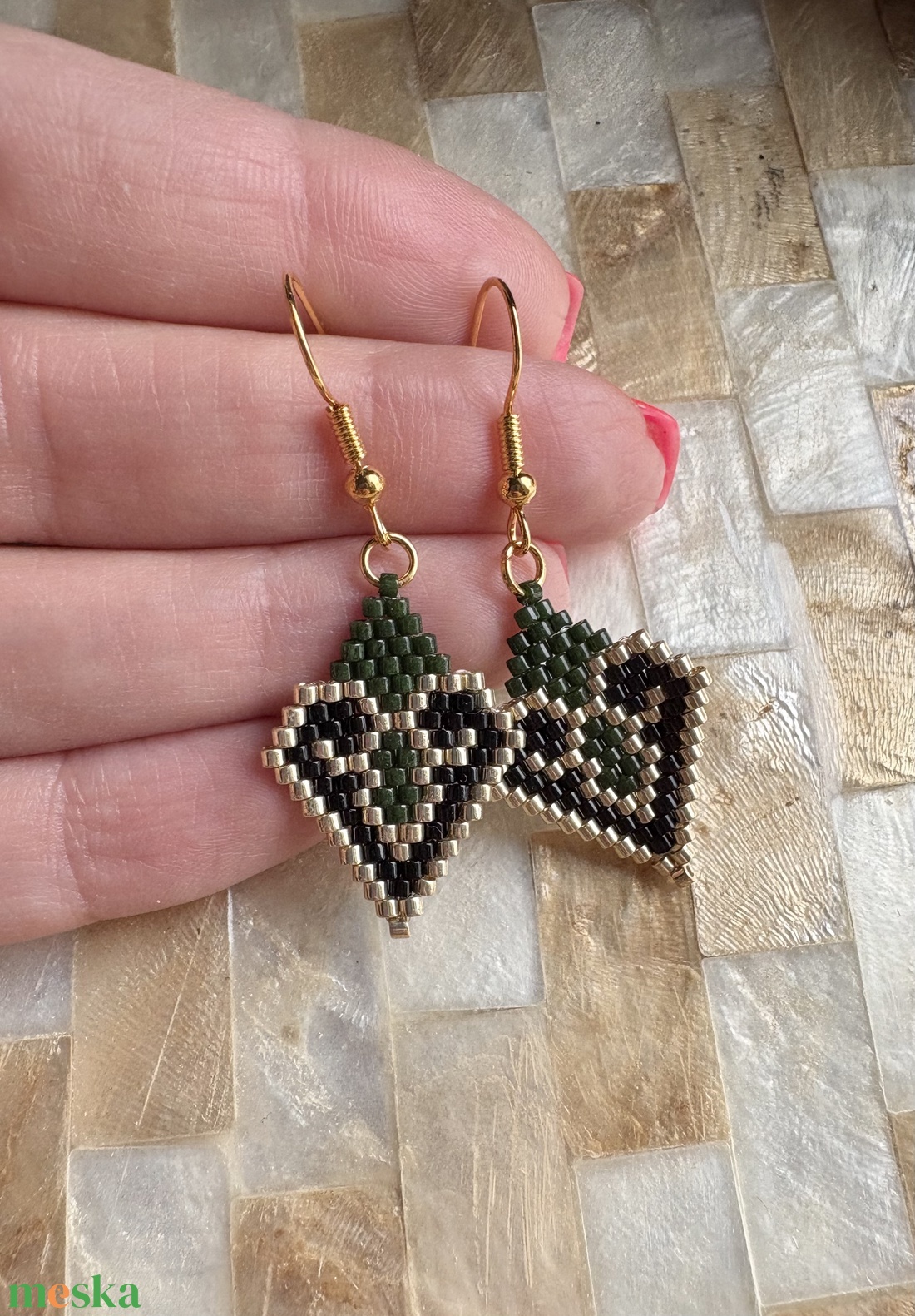 Miyuki fülbevaló - ékszer - fülbevaló - lógó fülbevaló - Meska.hu