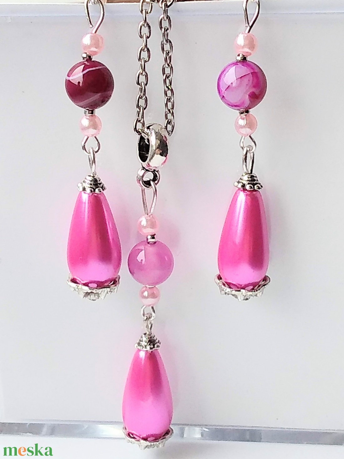 Rózsaszín csoda ékszerszett pink acháttal - ékszer - ékszerszett - Meska.hu Rózsaszín csoda ékszerszett pink acháttal - ékszer - ékszerszett - Meska.hu