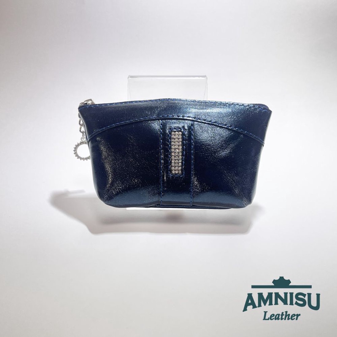 Acél kék egy cipzáras egyenes swarovski köves kulcstartó E6007 - táska & tok - kulcstartó & táskadísz - kulcstartó - Meska.hu