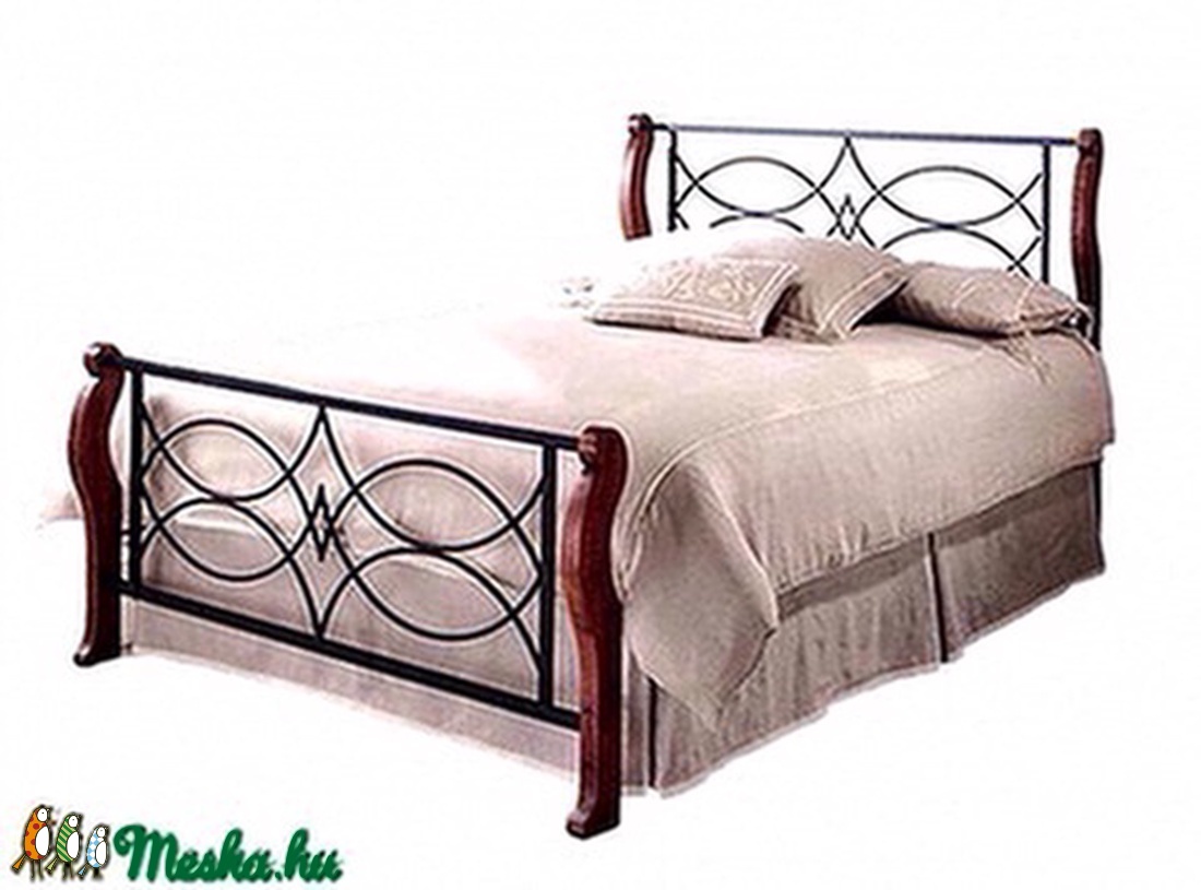 Kovácsoltvas ágy /tölgy fa lábakkal/. -  - Meska.hu
