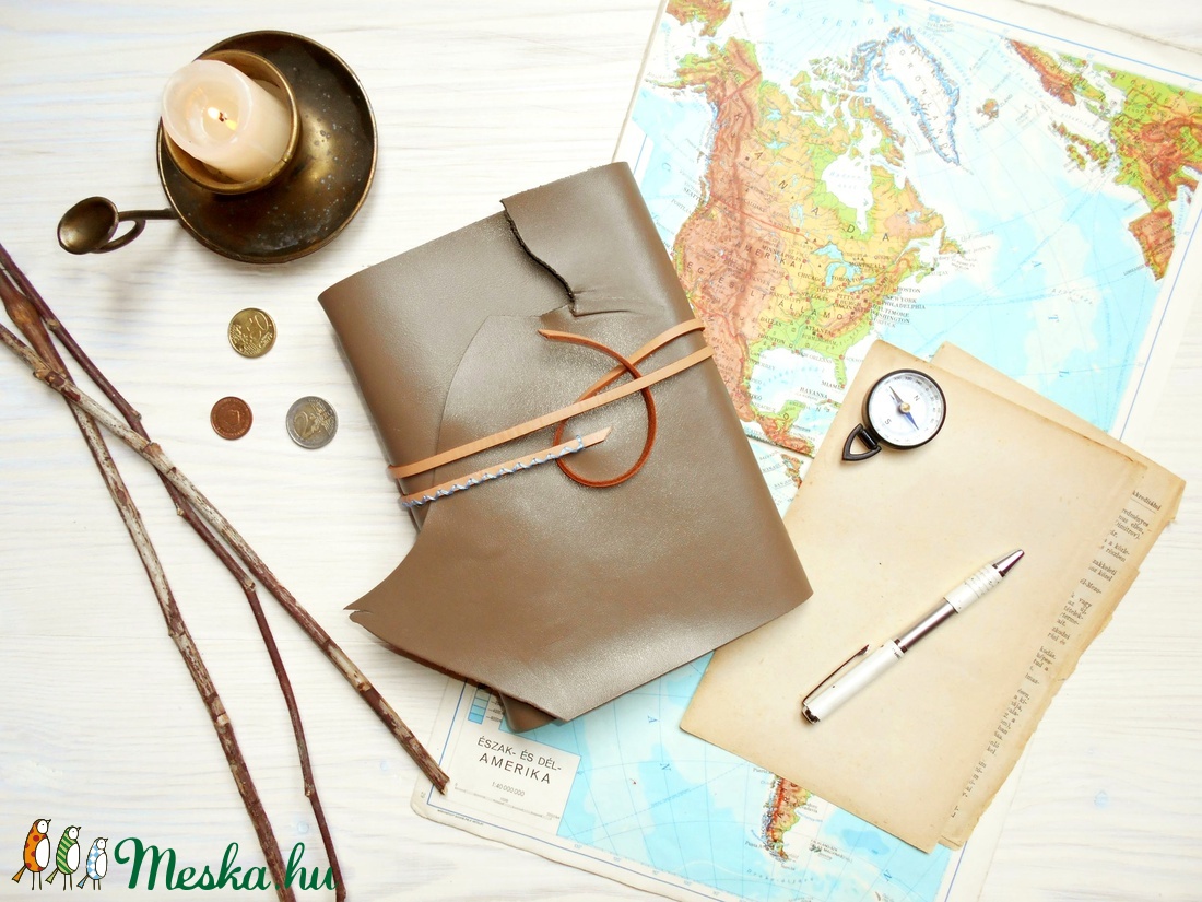 ' Mjölnir - THOR Kalapácsa ' Antik Bőr Napló A5 - Szimbólummal - Tépett első lappal -  - Meska.hu