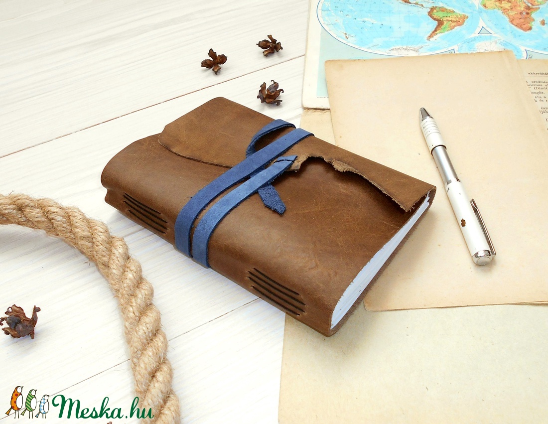 ' Mjölnir - THOR Kalapácsa ' Antik VALÓDI BŐR Napló A6 - Szimbólummal - Tépett első lappal - otthon & életmód - papír, írószer - jegyzetfüzet & napló - Meska.hu