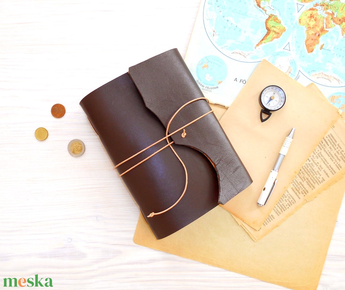 VIKING - Valódi bőr borítású kézműves napló A5 méretben - Vegvísir motívummal - diy (csináld magad) - fűzésminták - Meska.hu