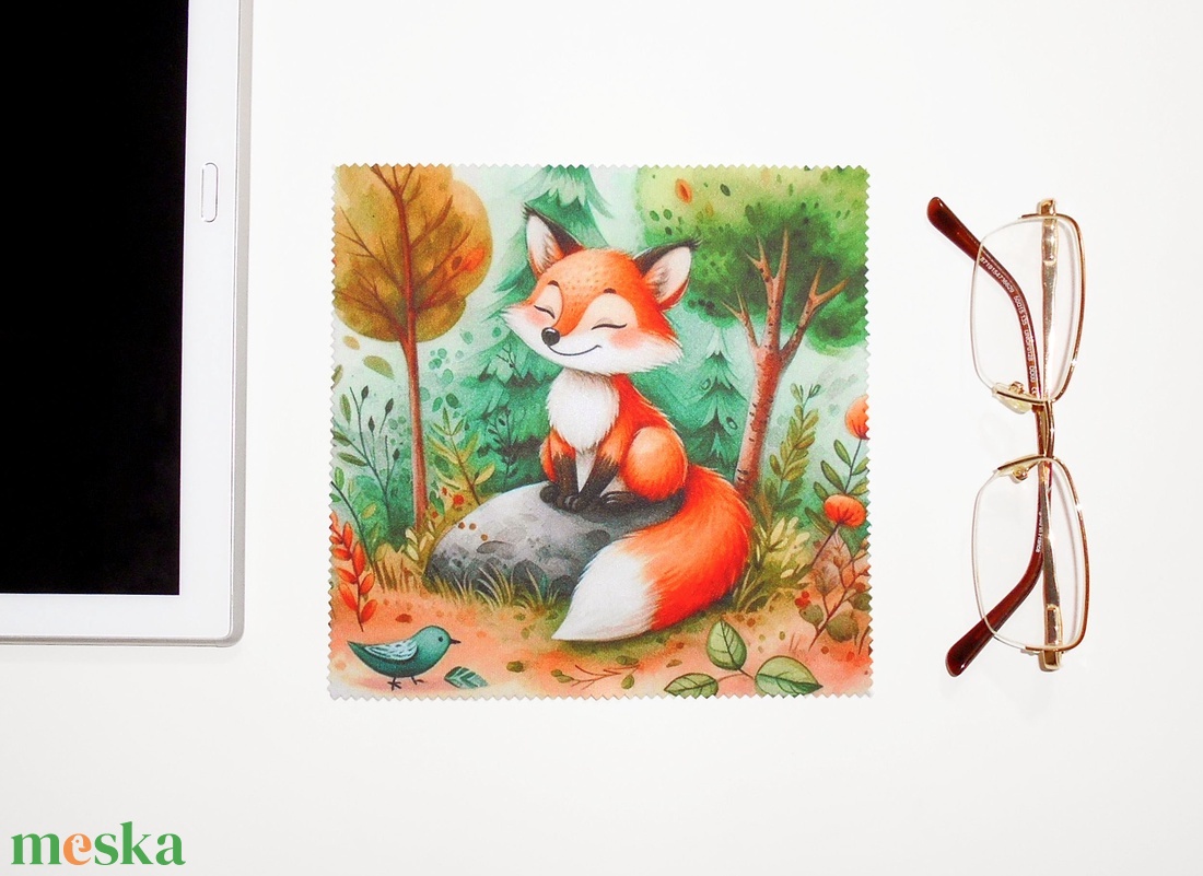 KISRÓKA - mintás vastag anyagú mikroszálas törlőkendő szemüvegre, mobiltelefonra, tabletre - táska & tok - pénztárca & más tok - szemüvegtok - Meska.hu