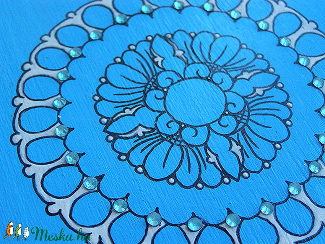 Kék-fehér antikolt dobozka -  - Meska.hu